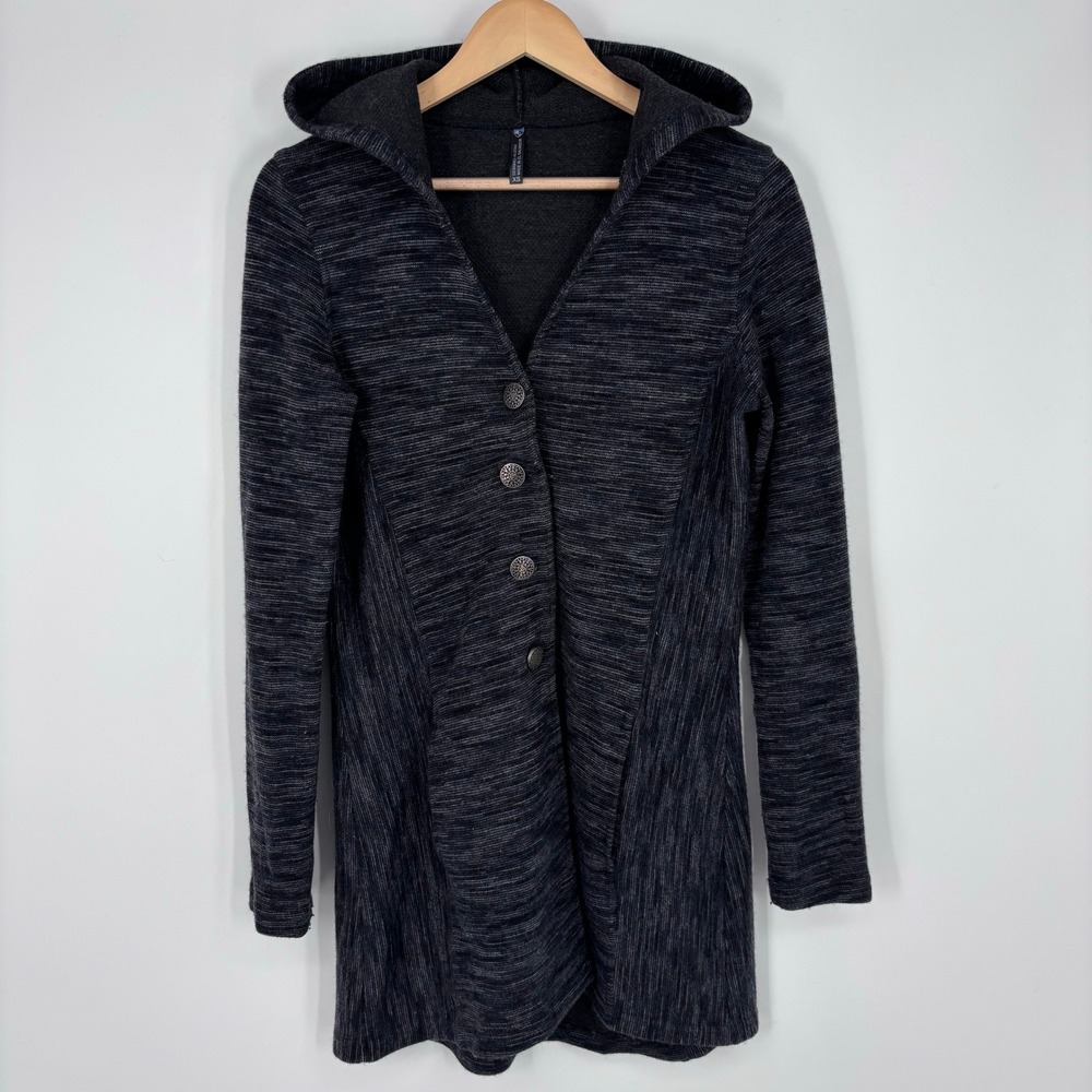 KUHL Hooded Button Front Long Line Coat Womens XS Charcoal Outdoor Hiking Travel
